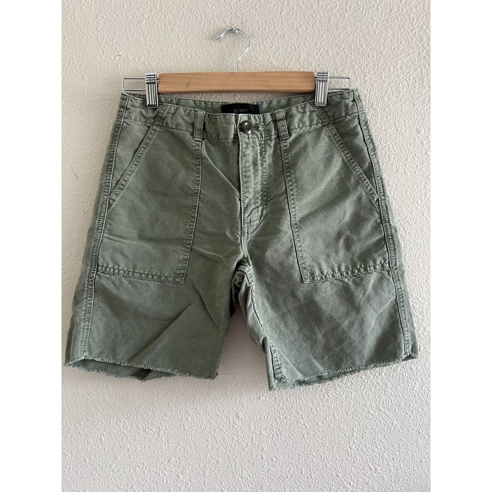 J. Crew Green Tailored Shorts Linen Blend Size 0 Preppy Vacation Casual Summer